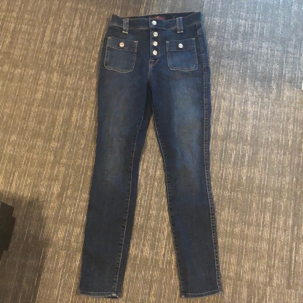 7 for all mankind button front skinny jeans 26